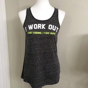 SO Work Out/Take Naps Graphic Tank Top Open Back